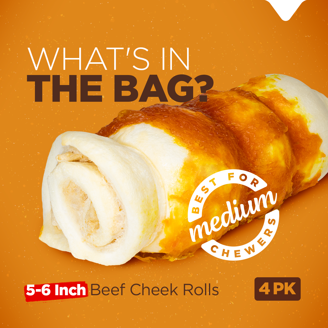 5-6 Inch Beef Cheek Rolls Chicken Flavor Natural Farm Shop Beef Chews