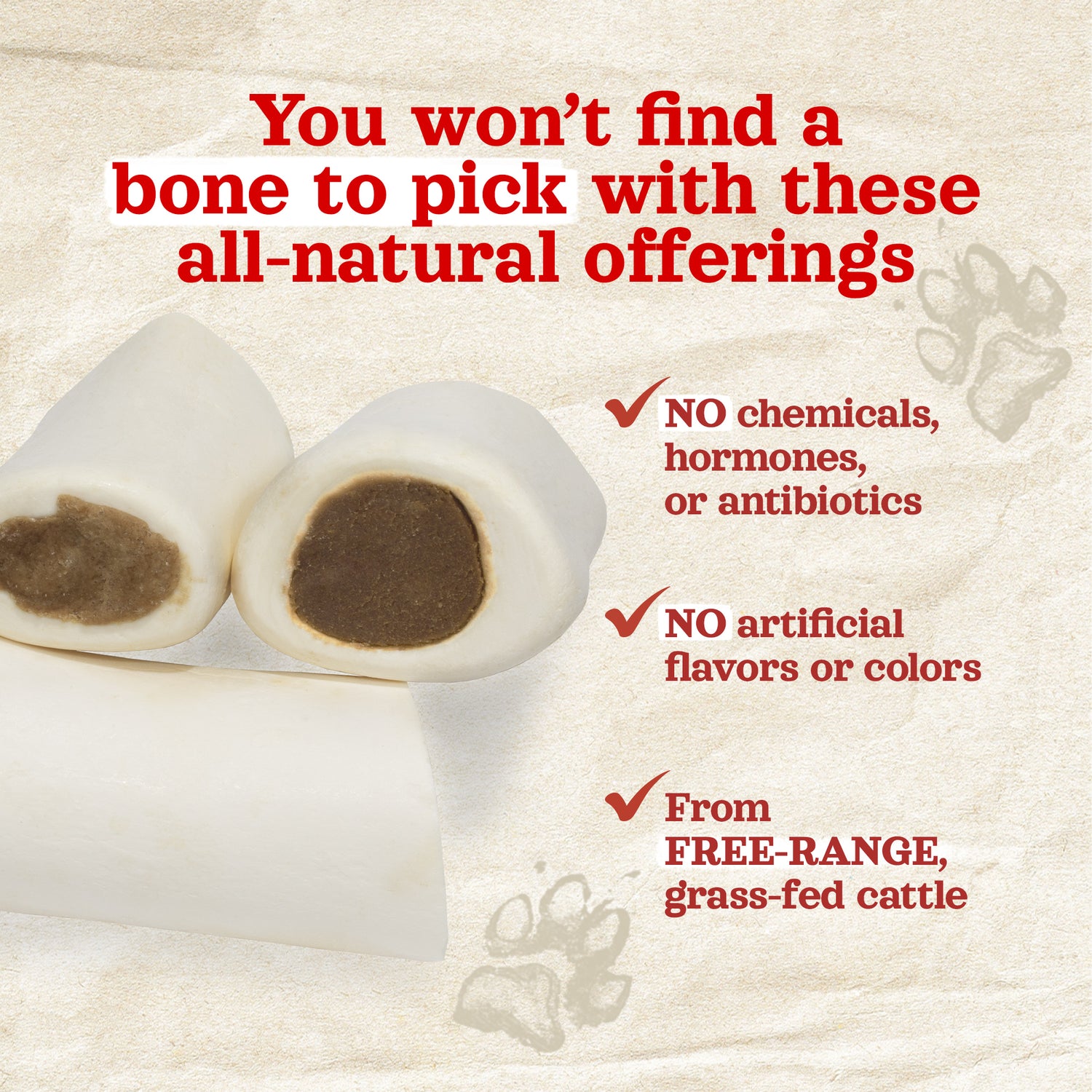 3-4 Inch Peanut Butter Filled Bones Natural Farm Shop Bones