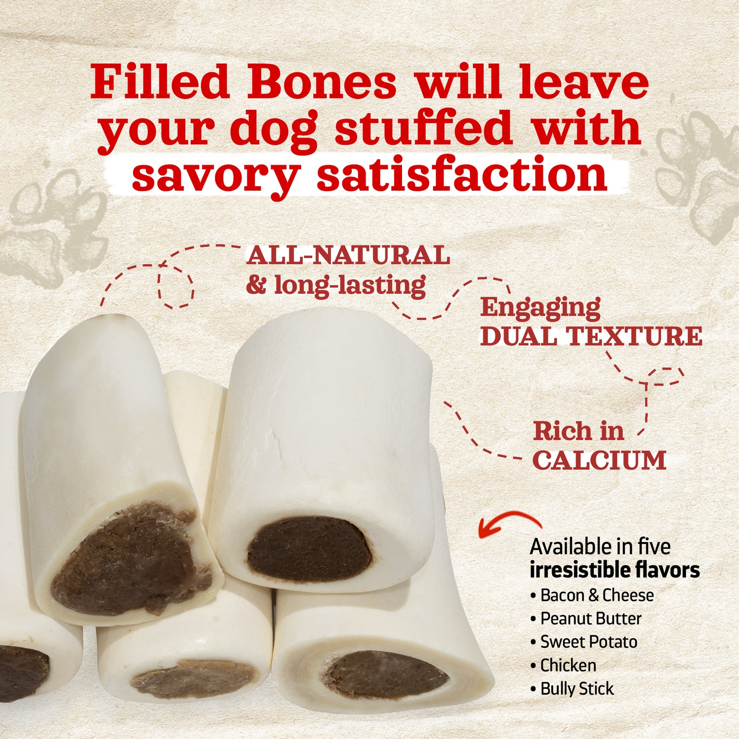 3-4 Inch Peanut Butter Filled Bones Natural Farm Shop Bones