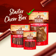 Natural Farm Starter Chew Box bundle featuring gullet sticks, bully sticks, and pig ears variety pack for dogs