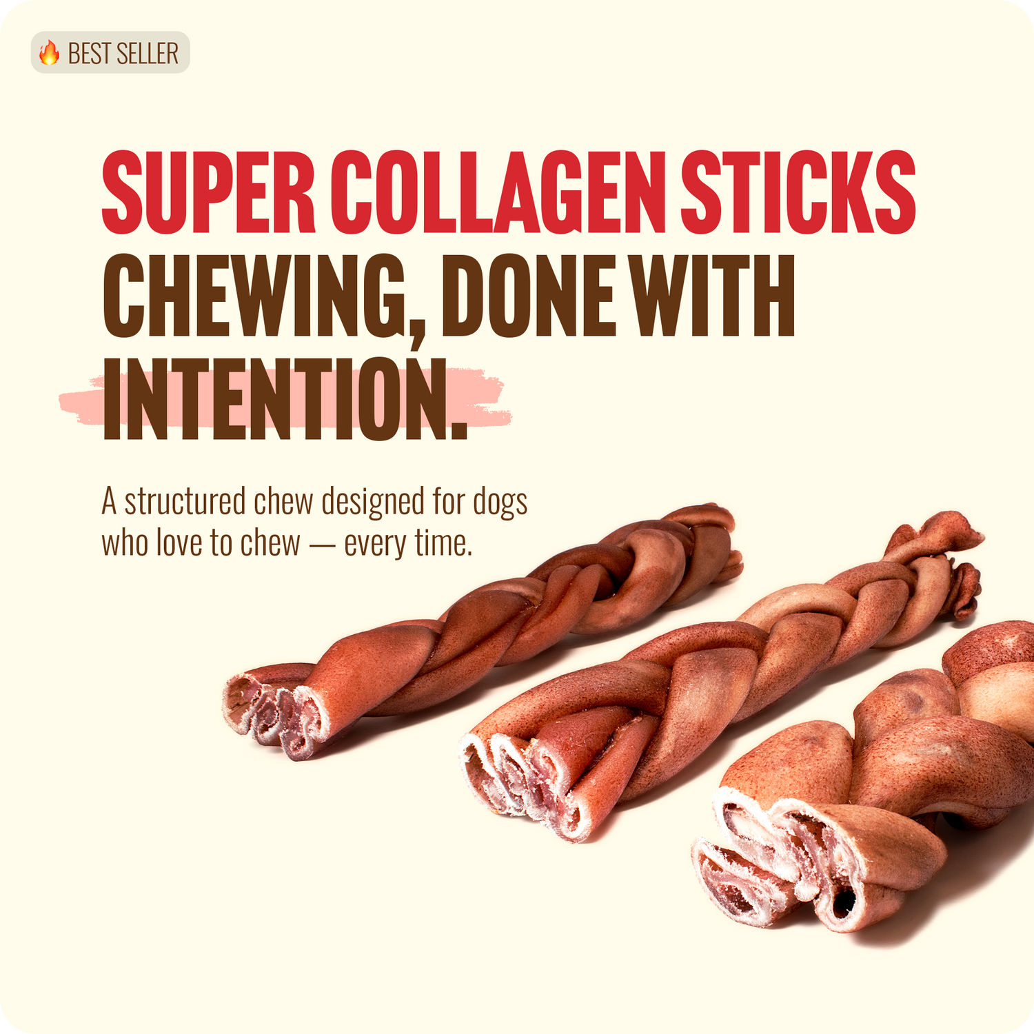 12 inch Braided Super Collagen Sticks