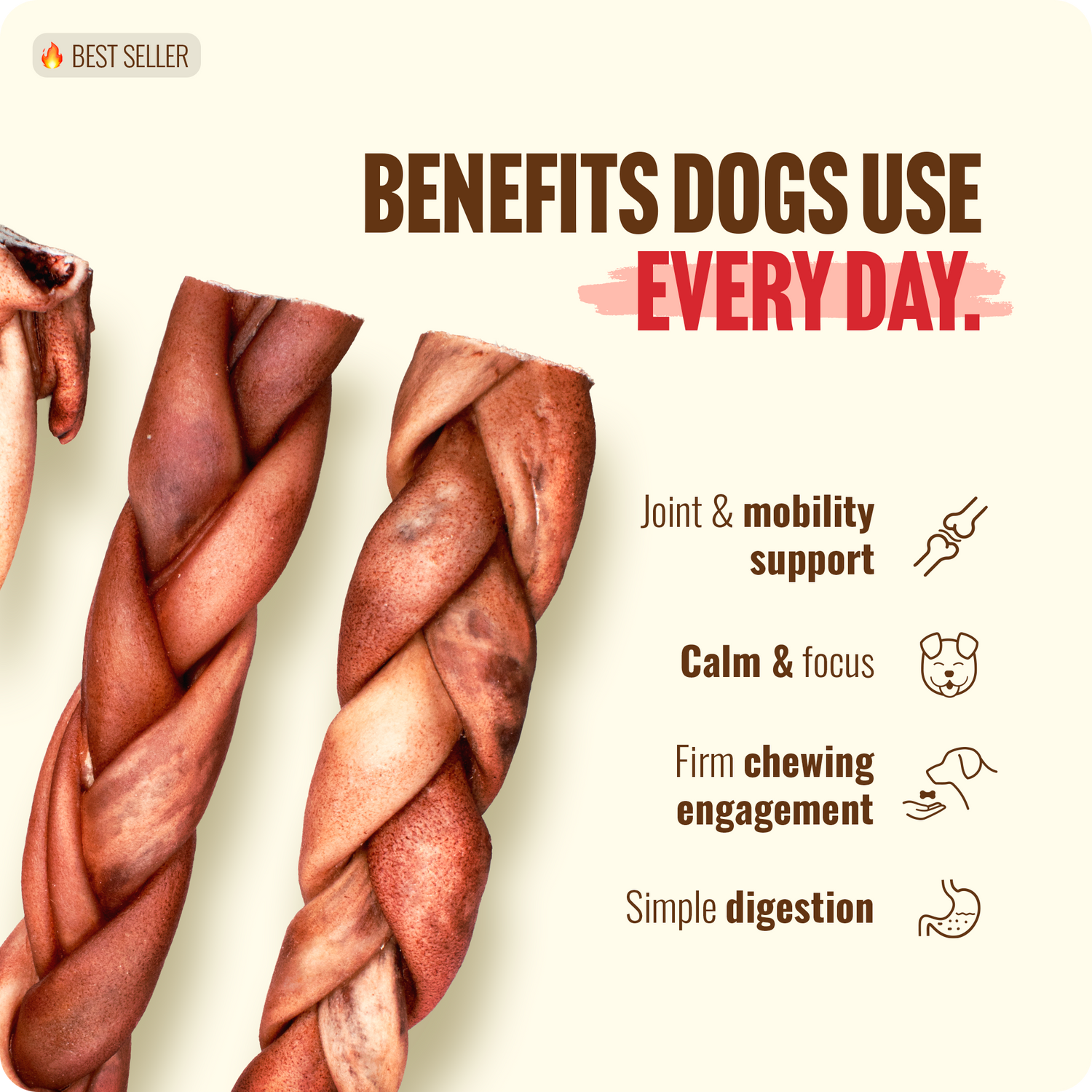 12 inch Braided Super Collagen Sticks