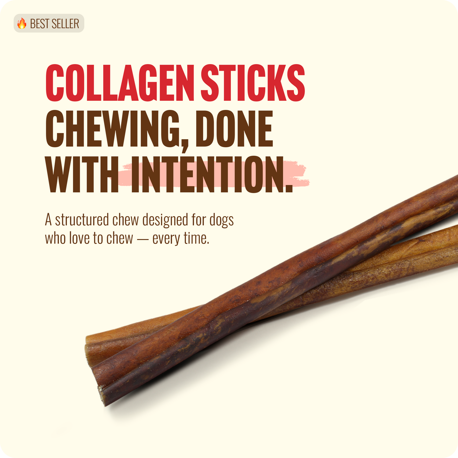 12 Inch Collagen Sticks Peanut Butter Flavor