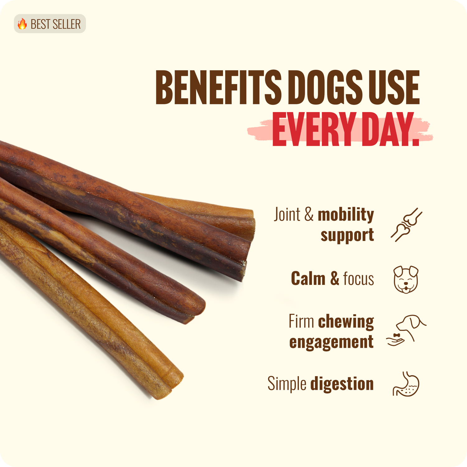 12 Inch Collagen Sticks Peanut Butter Flavor