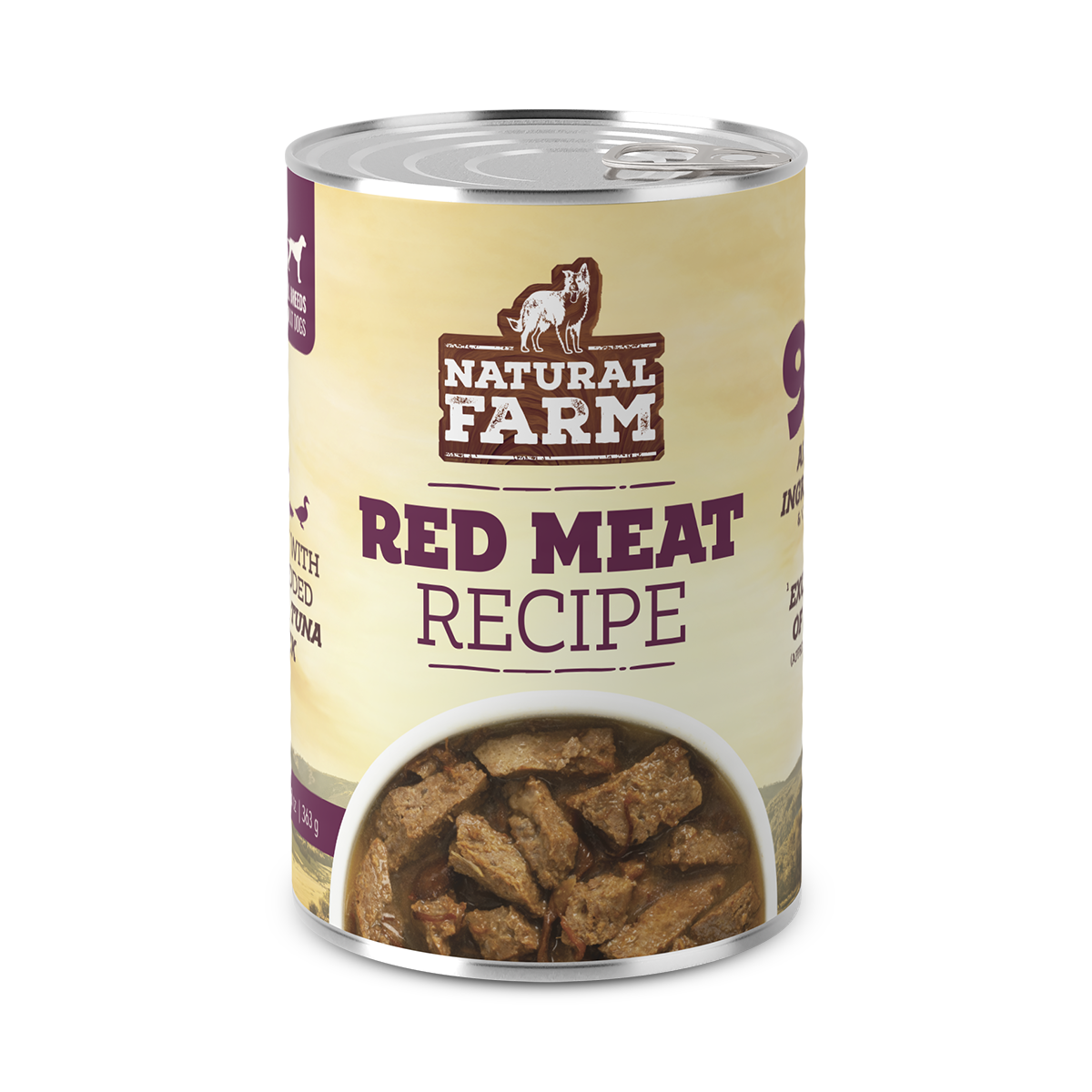 Natural Farm Red Meat Recipe - 95% Animal Ingredients Wet Food for Adult Dogs (12 Cans)