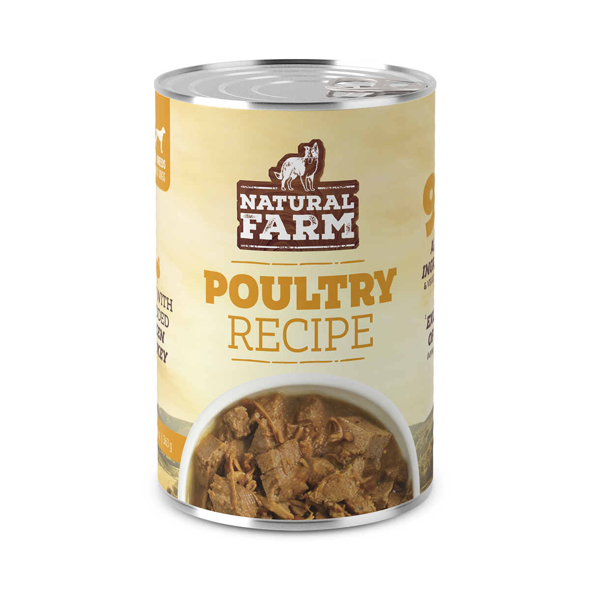 Natural Farm Poultry Recipe - 95% Animal Ingredients Wet Food for Adult Dogs (12 Cans)
