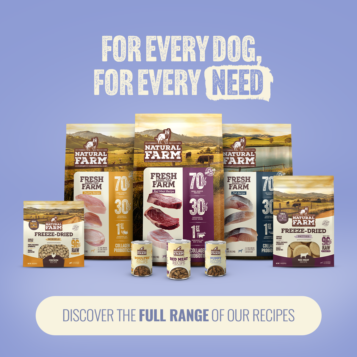 Natural Farm Puppy Recipe - 95% Animal Ingredients Wet Food for Growing Puppies (12 Cans)