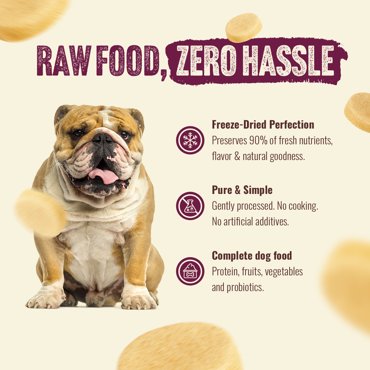 Natural Farm Freeze-Dried Red Meat Patties - Raw Dog Food Complete Meal or Topper for All Life Stages (14-oz bag)