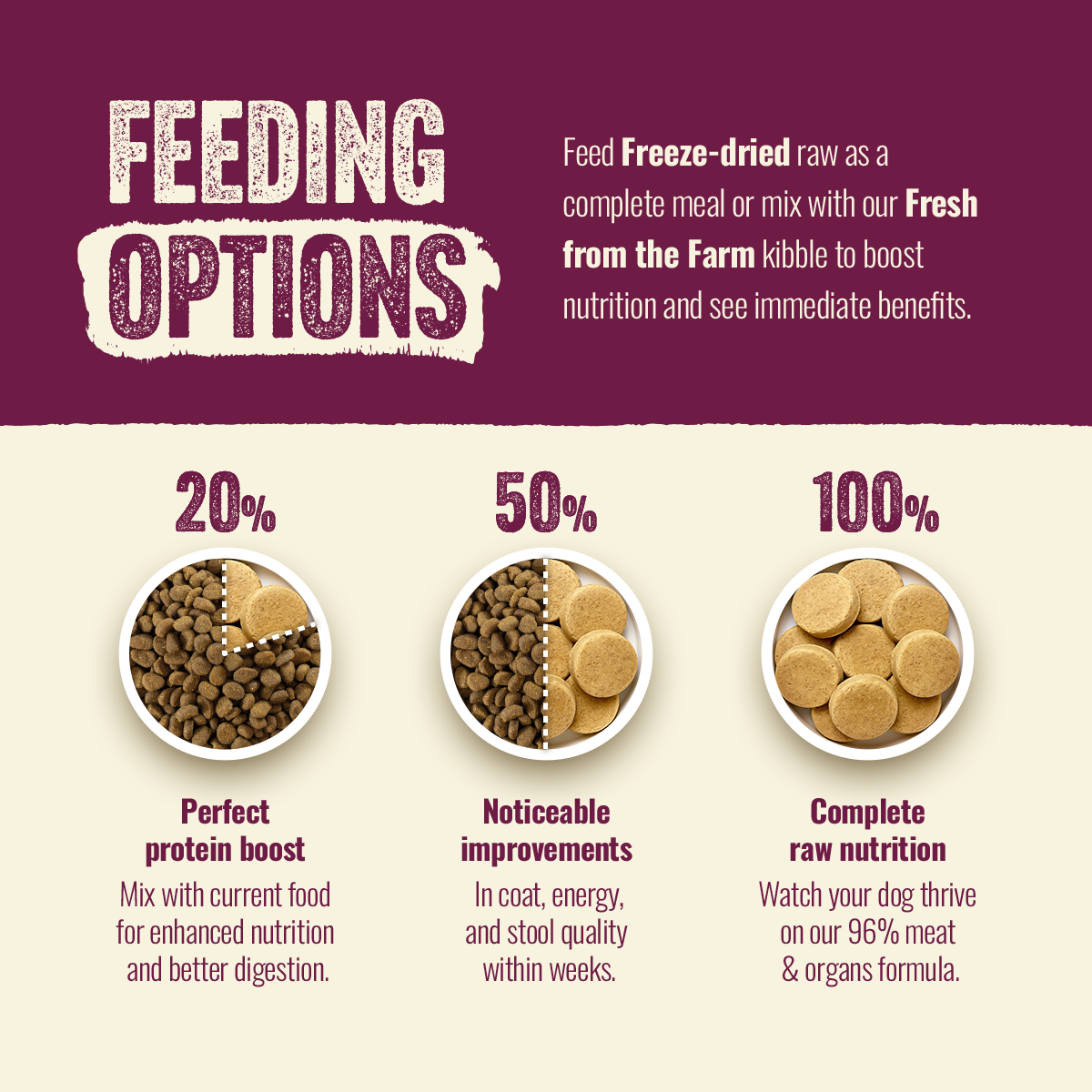 Natural Farm Freeze-Dried Red Meat Patties - Raw Dog Food Complete Meal or Topper for All Life Stages (14-oz bag)