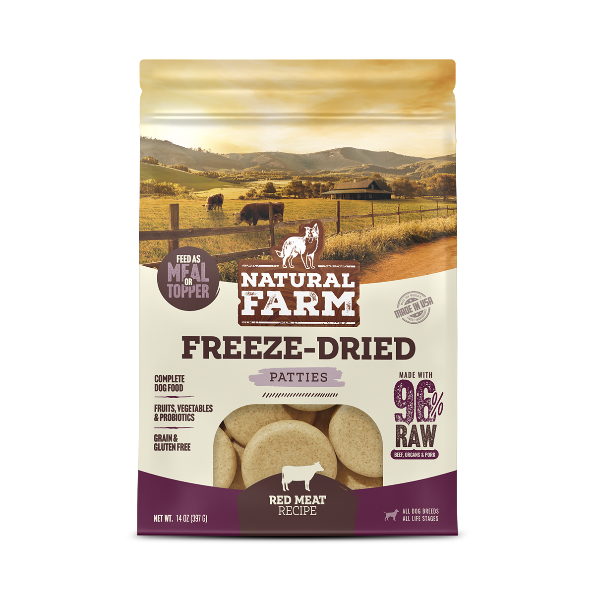 Freeze-Dried Red Meat - Patties (14-oz bag)