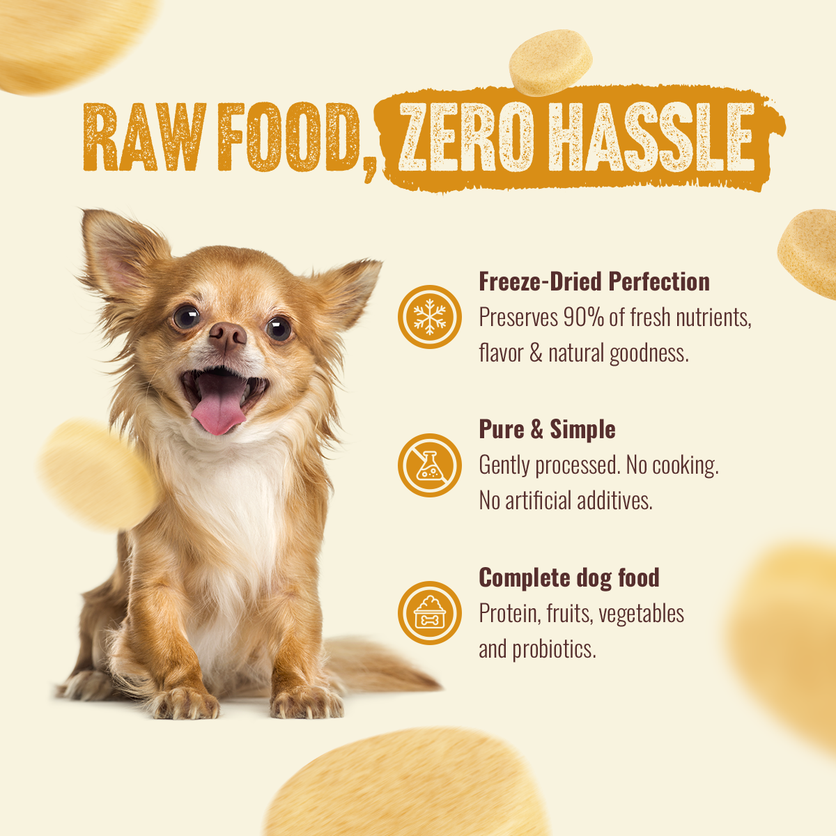 Natural Farm Freeze-Dried Chicken Patties - Raw Dog Food Complete Meal or Topper for All Life Stages (14-oz bag)