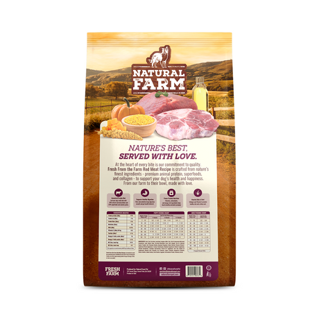 Natural Farm Fresh from the Farm Red Meat Recipe with Collagen - Joint & Coat Support for All Life Stages
