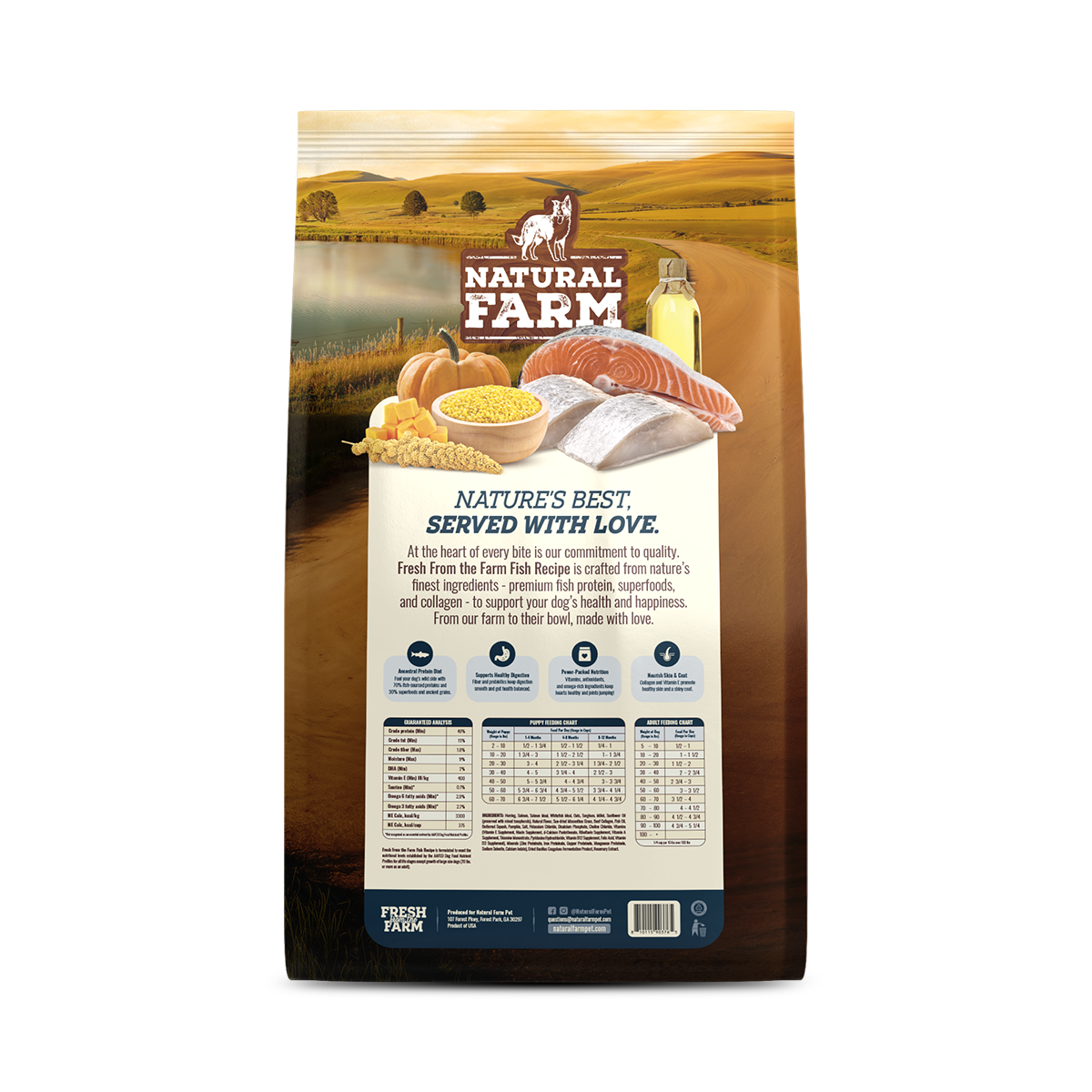 Natural Farm Fresh from the Farm Fish Recipe with Collagen - Joint & Coat Support for All Life Stages
