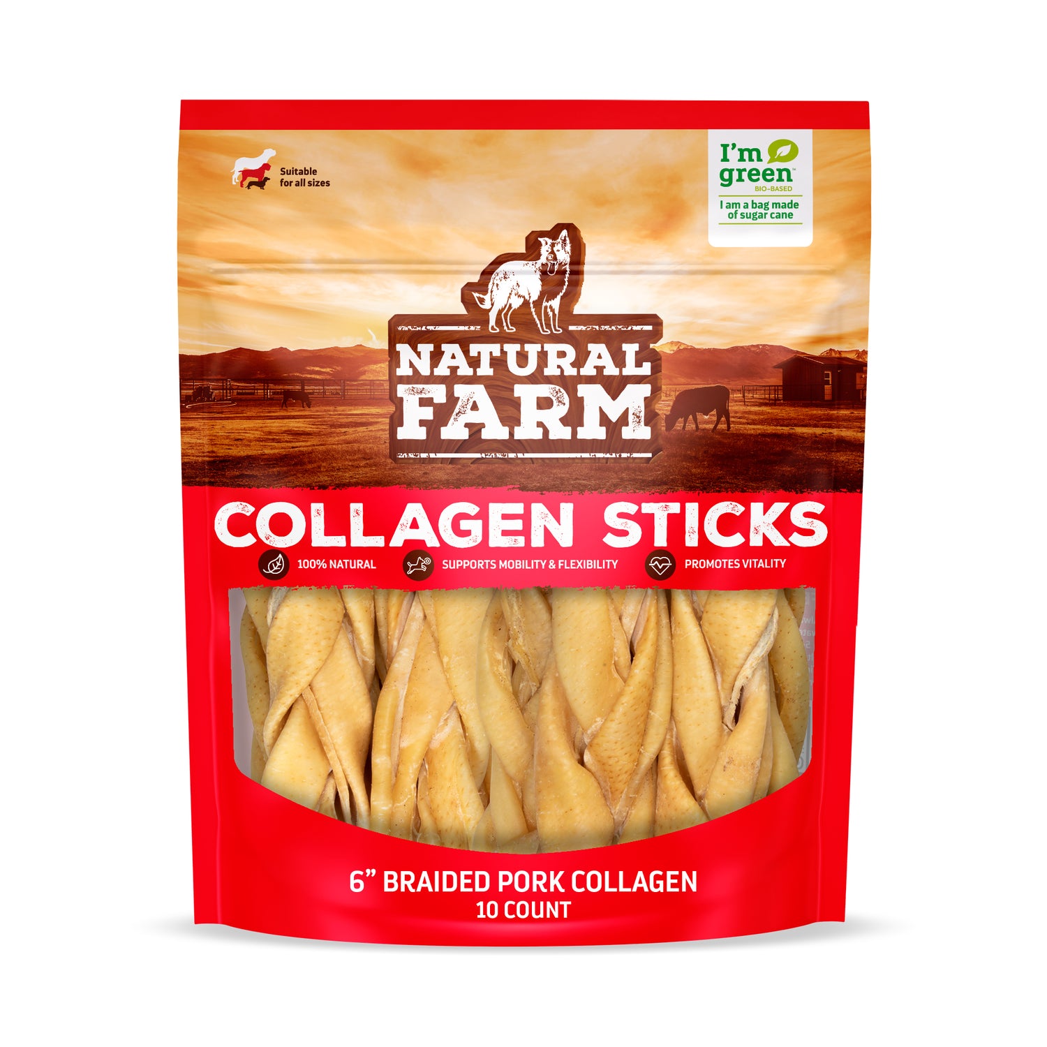 6 Inch Braided Pork Collagen Sticks