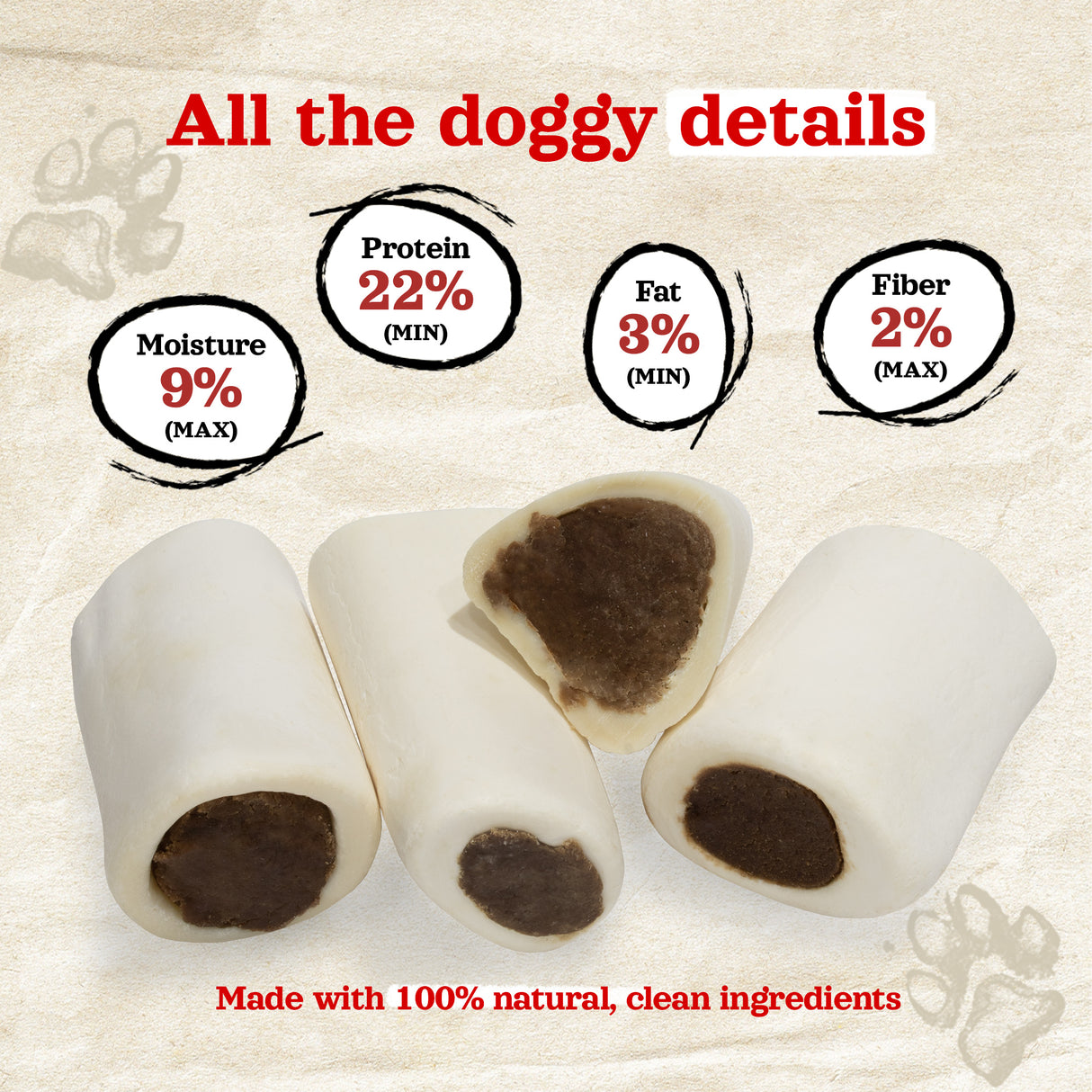 3-4 Inch Sweet Potato Filled Bones Natural Farm Shop Bones