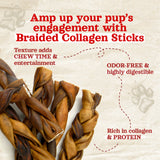 12 Inch Braided Collagen Sticks Natural Farm Shop Collagen Sticks