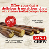 12 Inch Stuffed Collagen Sticks Chicken Flavor Natural Farm Shop Collagen Sticks