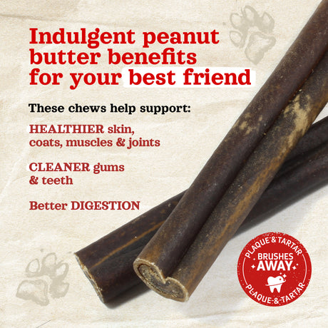 12 Inch Collagen Sticks Peanut Butter Flavor Natural Farm Shop Collagen Sticks