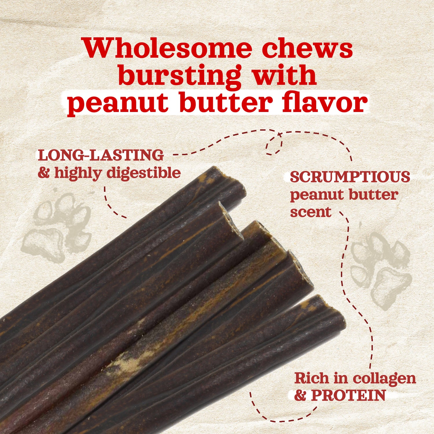 12 Inch Collagen Sticks Peanut Butter Flavor Natural Farm Shop Collagen Sticks