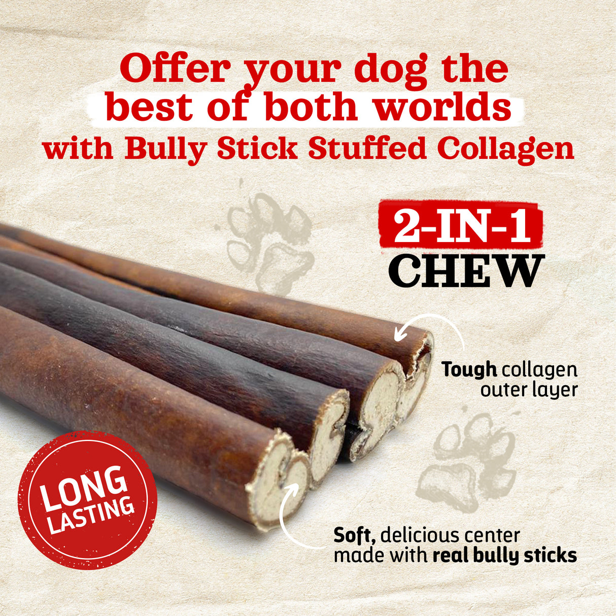 12 Inch Stuffed Collagen Sticks Bully Stick Flavor Natural Farm Shop Collagen Sticks